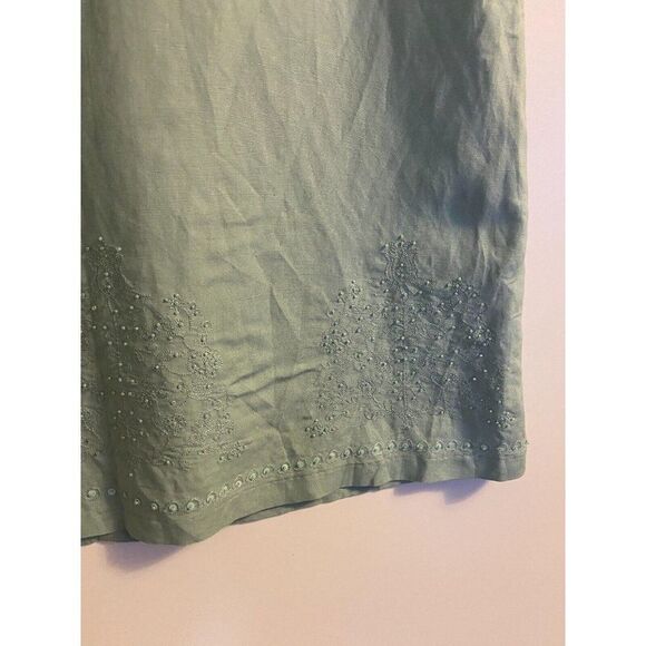 Reitmans Women's Green Teal Linen Blend Skirt Beaded Hem Size 15 - Picture 5 of 9